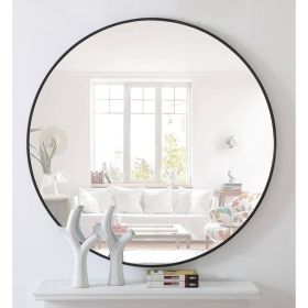 Round 32-inch Wall Mirror in Black - Bedroom Living Room Accent Bathroom Mirror