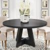 Modern Farmhouse 47-inch Round Kitchen Dining Table in Black Wood Finish