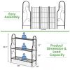 Indoor/Outdoor Black Metal 3-Tier Bookcase Plant Stand Shelving Rack