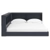 Twin size Blue Wooden Corner Storage Bed with Bookcase Headboard and USB Ports