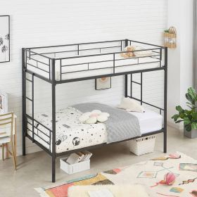 Sturdy Black Metal Twin over Twin Bunk Bed Frame with Two Side Ladders