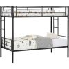 Sturdy Black Metal Twin over Twin Bunk Bed Frame with Two Side Ladders
