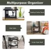 Black Multipurpose 2-Tiered Mobile Wheeled Printer Cart Stand