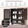Brown Wall-Mounted Bathroom Medicine Cabinet with Louver Doors and Towel Bar
