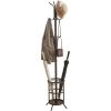 Brown Metal Coat Rack Entryway Hall Tree with Umbrella Stand