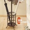 Brown Metal Coat Rack Entryway Hall Tree with Umbrella Stand