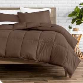 Twin size Down Alternative Comforter Set in Chocolate Brown Color
