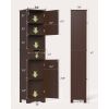 Dark Brown Bathroom Linen Cabinet Tower with 2 Doors Storage Drawer and Shelf