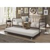 Twin size Rounded Iron Daybed with Roll Out Trundle Bed Frame in Copper Brown