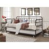Twin size Rounded Iron Daybed with Roll Out Trundle Bed Frame in Copper Brown