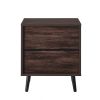 Mid-Century Modern 1-Drawer Nightstand End Table in Dark Brown Wood Finish
