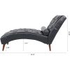 Black Faux Leather Upholstered Armless Chaise Lounge Chair with Lumbar Pillow
