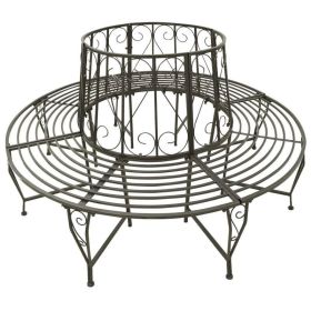 Roundabout Circular Outdoor Garden Tree Bench in Heavy Duty Grey Steel