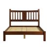 Queen size Solid Pine Wood Platform Bed Frame with Headboard in Cherry