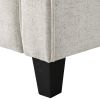 Cream Microfiber Upholstered Chair Armchair with Button Tufted Back Cushion