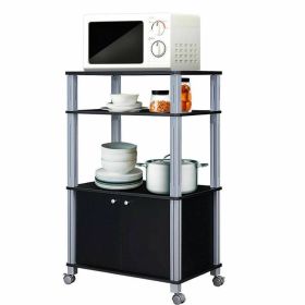 Modern 3-Shelf Kitchen Bakerâ€šÃ„Ã¶âˆšÃ‘âˆšÂ¥s Rack Cart on Wheels in Black Wood Finish