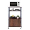 Modern 3-Shelf Kitchen Bakerâ€šÃ„Ã¶âˆšÃ‘âˆšÂ¥s Rack Cart on Wheels in Brown Wood Finish