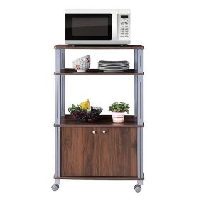 Modern 3-Shelf Kitchen Bakerâ€šÃ„Ã¶âˆšÃ‘âˆšÂ¥s Rack Cart on Wheels in Brown Wood Finish