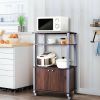 Modern 3-Shelf Kitchen Bakerâ€šÃ„Ã¶âˆšÃ‘âˆšÂ¥s Rack Cart on Wheels in Brown Wood Finish