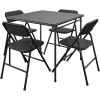 Black 5-Piece Square Folding Dining Table with 4 Chairs Guest Set Card Table