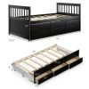 Twin Captains Bed with Pull Out Trundle and 3 Storage Drawers - Dark Brown Mocha