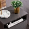 Mid Century Modern End Table Nightstand in Grey Black Wood Finish
