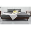 King size Mid-Century Modern Platform Bed Frame in Dark Brown Wood Finish