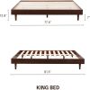 King size Mid-Century Modern Platform Bed Frame in Dark Brown Wood Finish