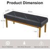 Modern Black Faux Leather Bench with Wood Legs - Bedroom Entryway Living Room
