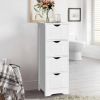 Modern Farmhouse 4-Drawer Bathroom Linen Floor Cabinet in White Wood Finish