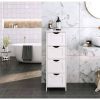 Modern Farmhouse 4-Drawer Bathroom Linen Floor Cabinet in White Wood Finish