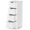 Modern Farmhouse 4-Drawer Bathroom Linen Floor Cabinet in White Wood Finish