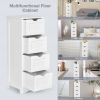 Modern Farmhouse 4-Drawer Bathroom Linen Floor Cabinet in White Wood Finish