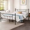 Full size Vintage Style Black Metal Platform Bed Frame with Headboard Footboard