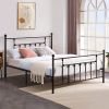 Full size Vintage Style Black Metal Platform Bed Frame with Headboard Footboard