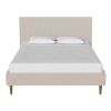 Full size Off-White Ivory Cream Upholstered Platform Bed Frame with Headboard