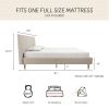Full size Off-White Ivory Cream Upholstered Platform Bed Frame with Headboard