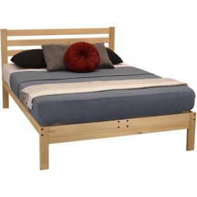 Full size Solid Wood Platform Bed Frame with Slatted Headboard - Made in USA