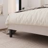 Full size White Velvet Upholstered Platform Bed Frame with Wingback Headboard