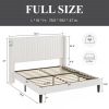 Full size White Velvet Upholstered Platform Bed Frame with Wingback Headboard
