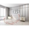 Full size Classic White Metal Bed Frame with Slatted Headboard and Footboard