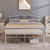 Full size White Metal Platform Bed Frame with Arched Headboard