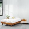 Full size Mid-Century Modern Platform Bed Frame in Light Wood Finish