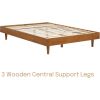 Full size Mid-Century Modern Platform Bed Frame in Light Wood Finish