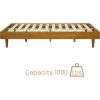 Full size Mid-Century Modern Platform Bed Frame in Light Wood Finish