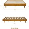 Full size Mid-Century Modern Platform Bed Frame in Light Wood Finish