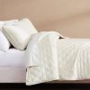King/CAL King Size 3-Piece Cream Velvet Embroidered Super Soft Quilt Set