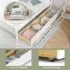 Full Size White Platform Bed Frame with 2 Storage Drawers