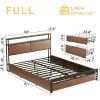 Full size Platform Bed with Headboard and Storage Drawers in Brown Wood Finish