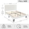 Full size White Upholstered Platform Bed Frame with Headboard